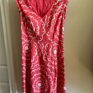 Boden Red and White Floral Midi Dress